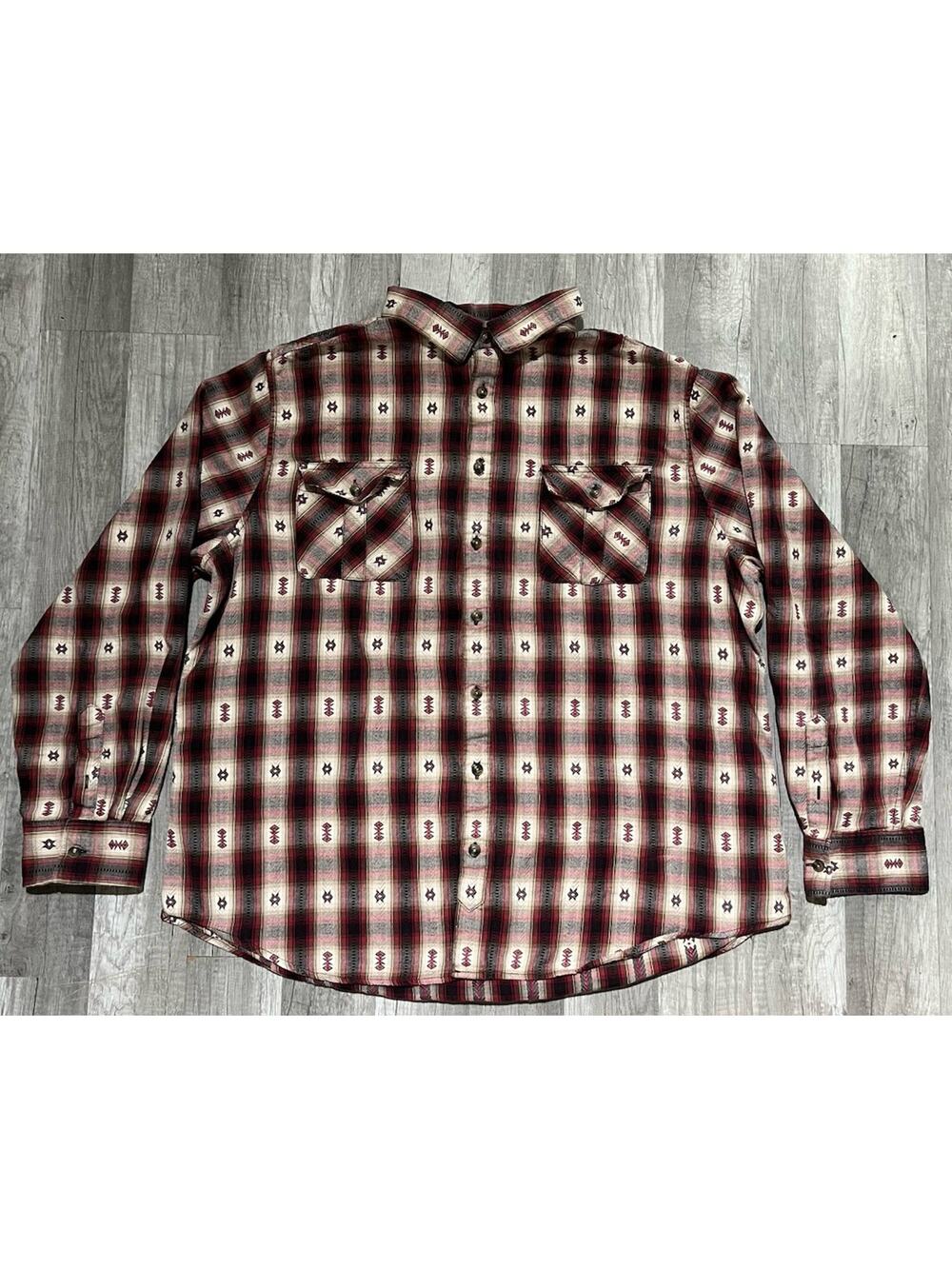 Mossimo Supply Co Men's Shirt XXL Red Grey Flannel Western Southwest Pockets